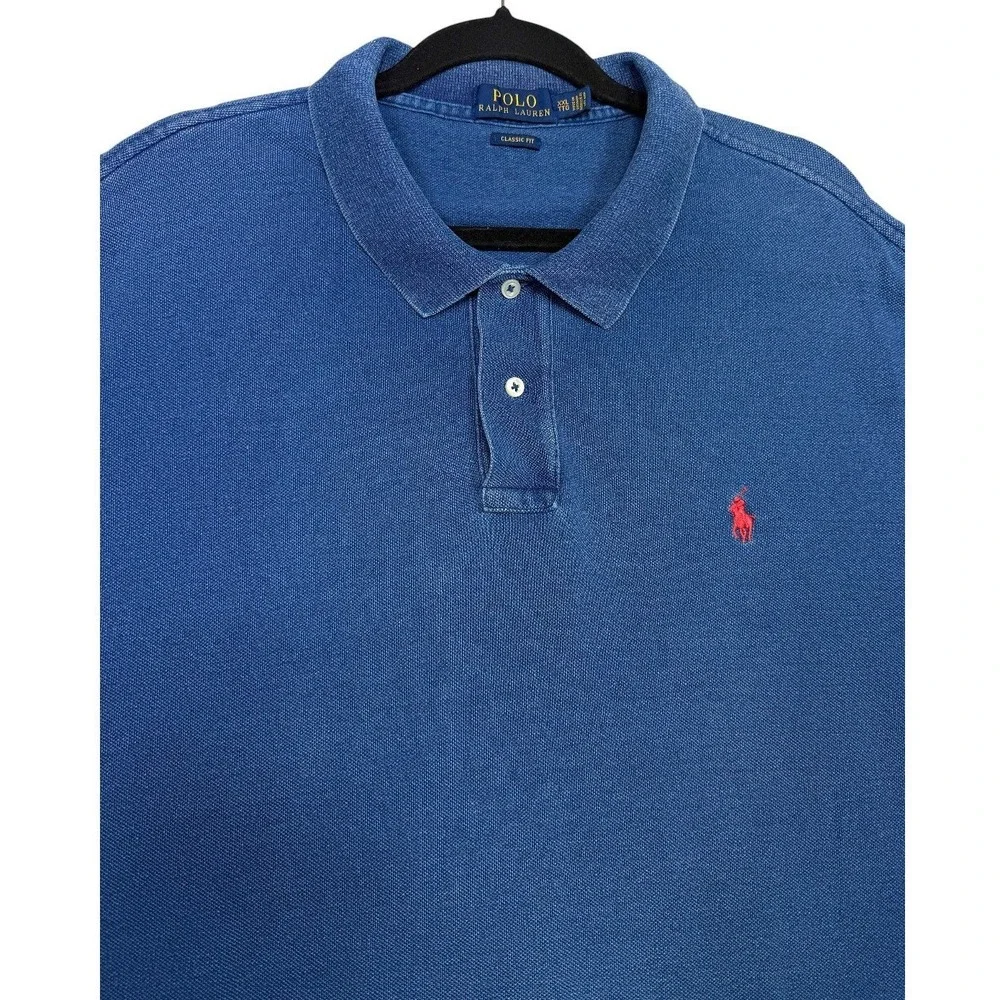 Polo Ralph Lauren Classic Fit Polo Shirt‎ Mens XXL Blue Cotton Short Sleeve